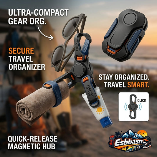 Esbbasn™ Magnetic Travel Organizer | Quick-Release EDC Gear Clip & Utility Hub | Multi-Functional Outdoor Hanger for Sunglasses, Towels, and Travel Essentials