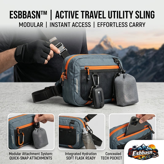Esbbasn™ Active Travel Utility Sling Bag | Modular Crossbody Pack with Concealed Tech Pocket & Hydration Holder | Water-Resistant EDC Chest Bag for Hiking, Commuting, & Outdoor Adventure